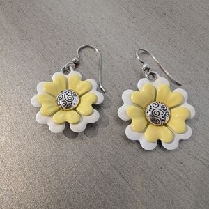 Brighton Retired Yellow and White Flower Earrings